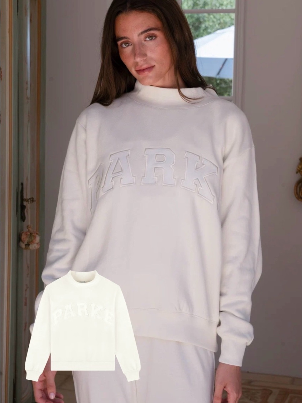 Parke Bridal Varsity Mockneck Pearl + Pale Blue